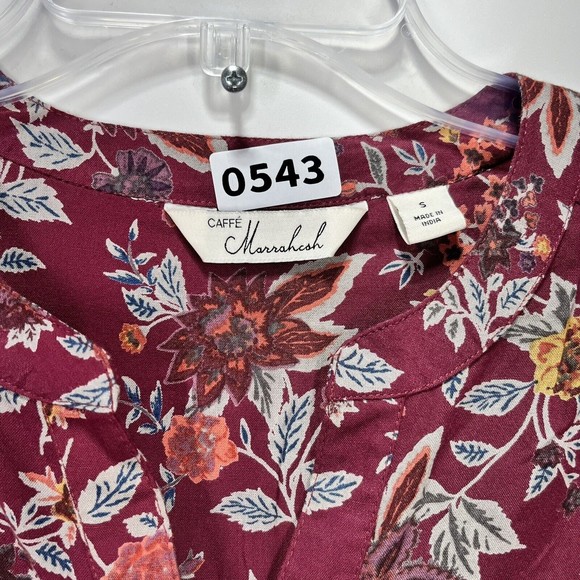 Caffe Marrakesh Blouse Boho Floral Small Button-Up Festival Peasant Rayon Top - Picture 8 of 10